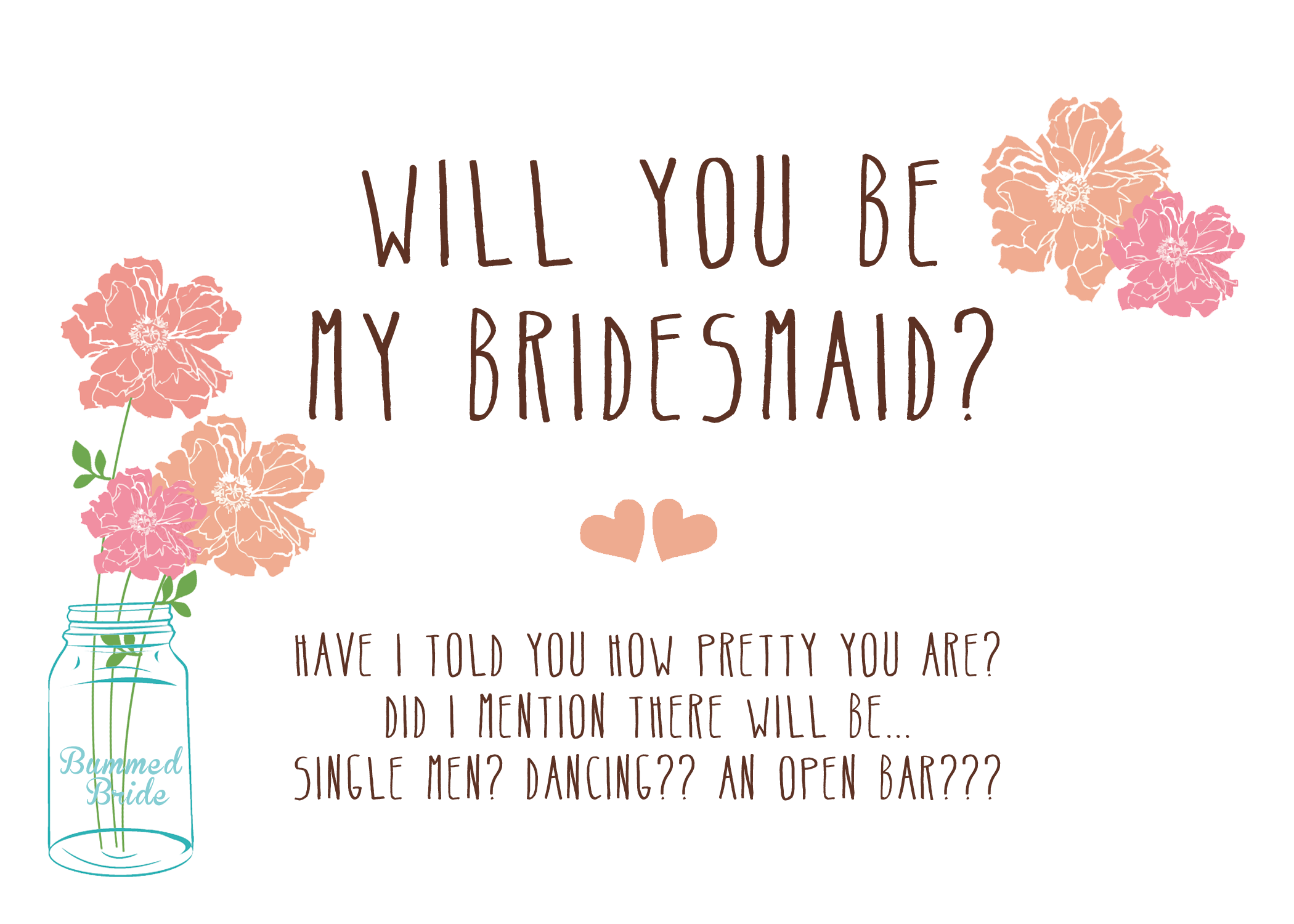 Free Printable Will You Be My Bridesmaid?