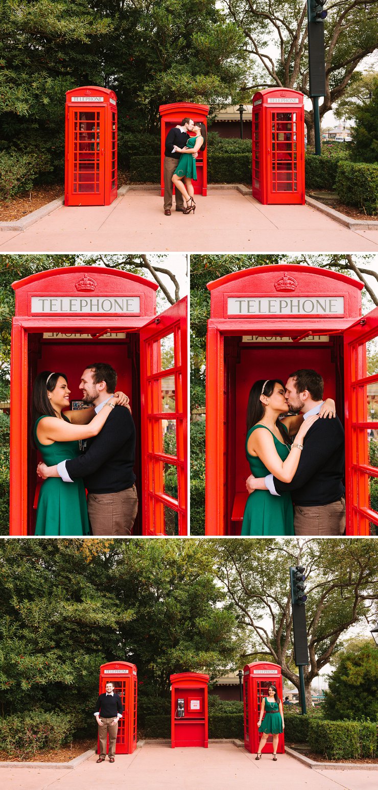 Epcot telephone booth engagement pictures